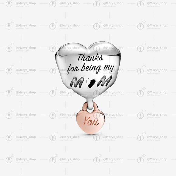 Pandora Love You Mom Heart Charm|Pendant|Two-tone - Picture 3 of 6